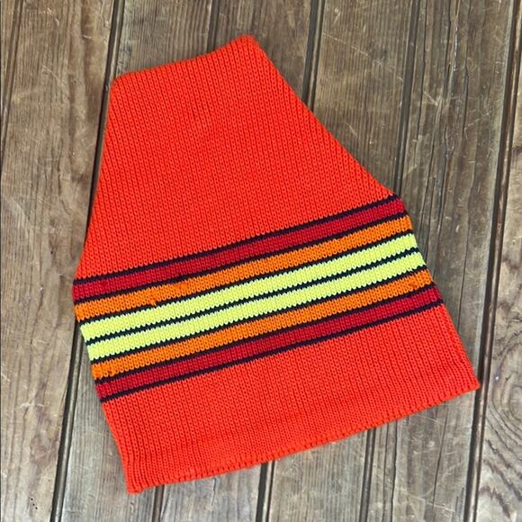Vintage 1980s acrylic orange striped ski hat rescue me - Picture 1 of 5